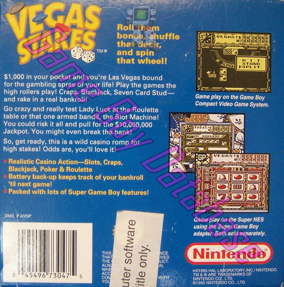 Vegas Stakes AUS-1 Back of the box