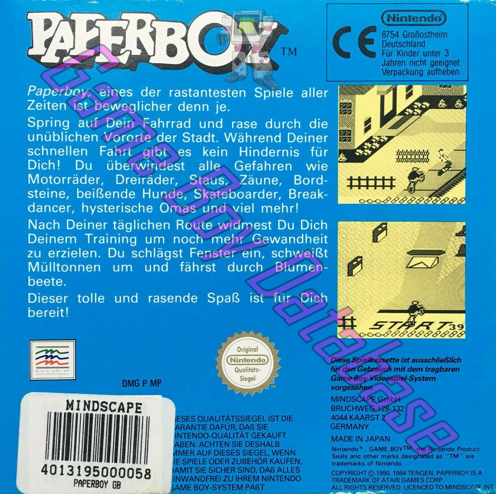 Paperboy NOE Back of the box