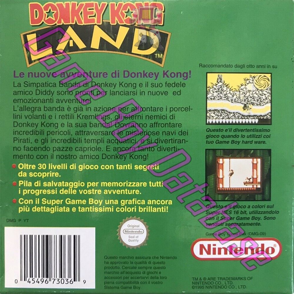 Donkey Kong Land ITA-3 Back of the box