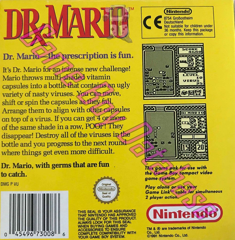 Dr. Mario SCN Back of the box