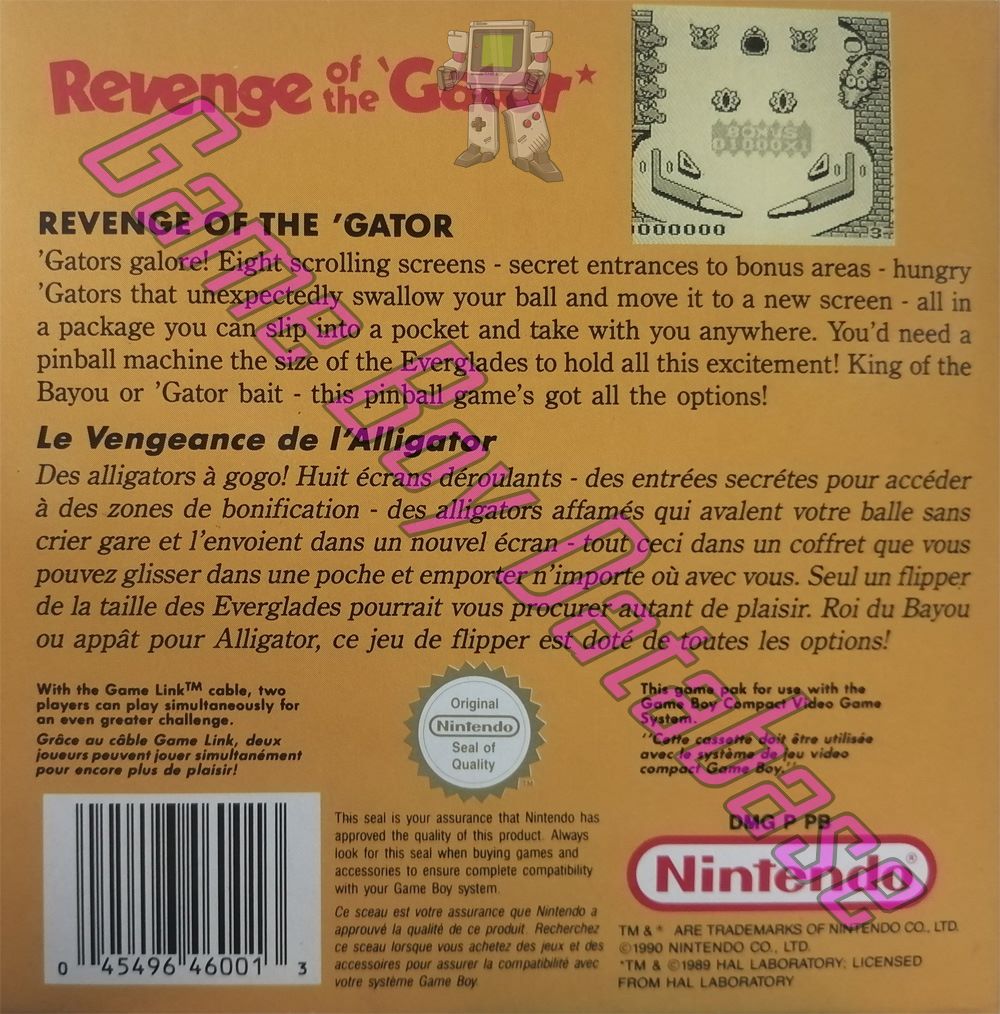 Revenge of the Gator FAH Back of the box