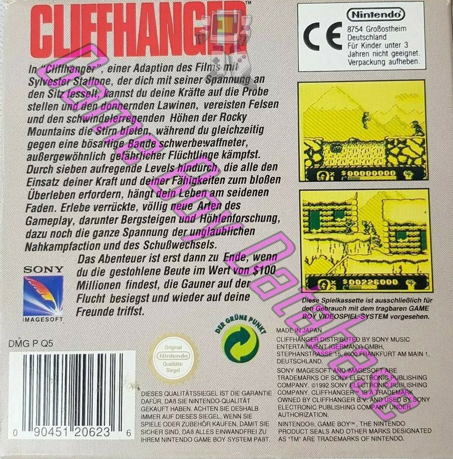 Cliffhanger NOE Back of the box