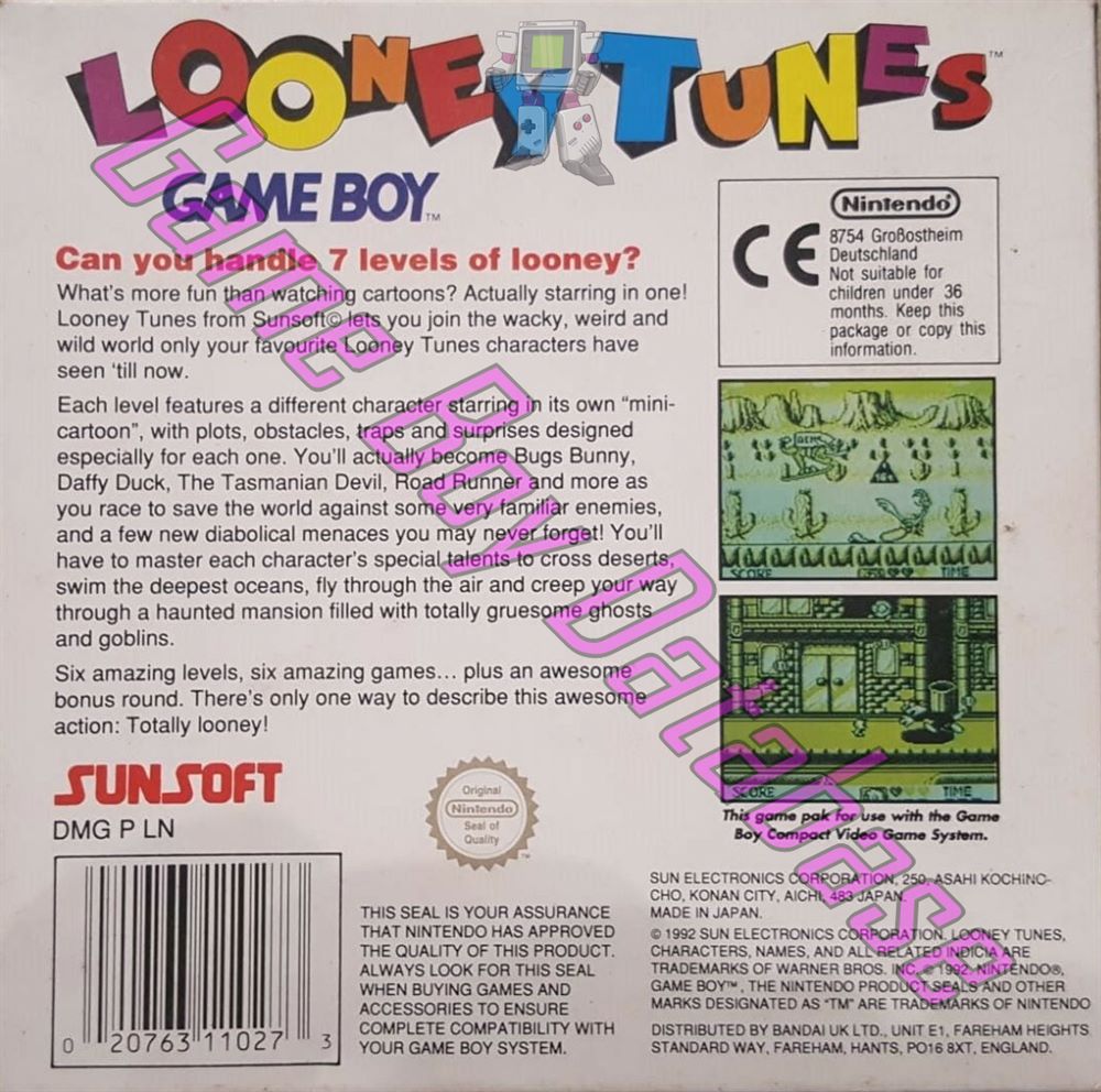 Looney Tunes UKV Back of the box