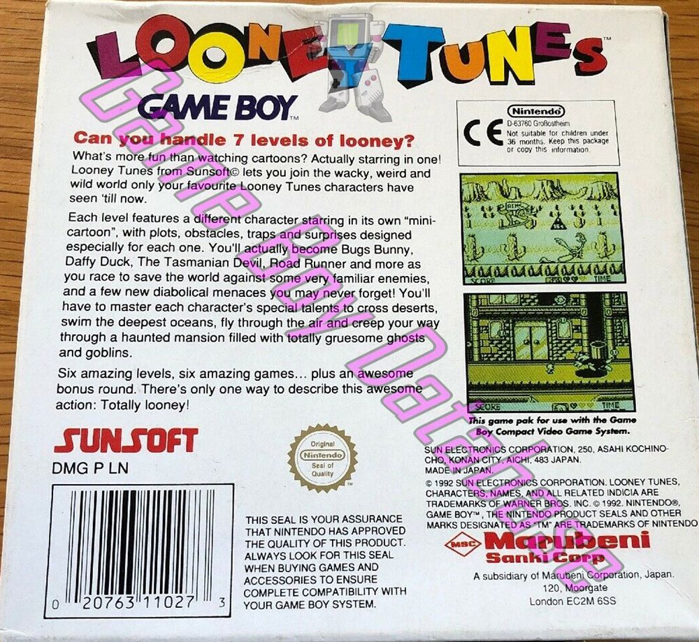 Looney Tunes UKV-1 Back of the box