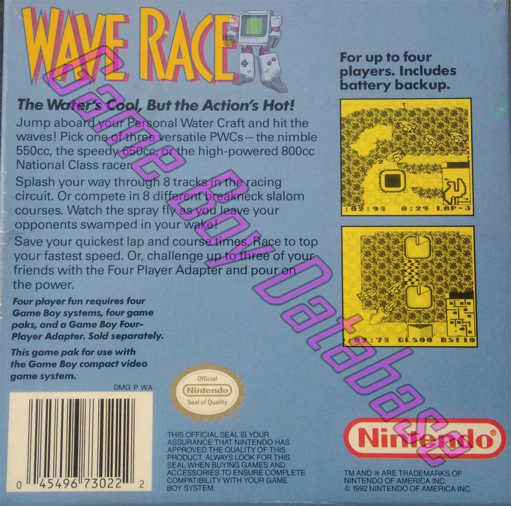 Wave Race USA-1 Back of the box