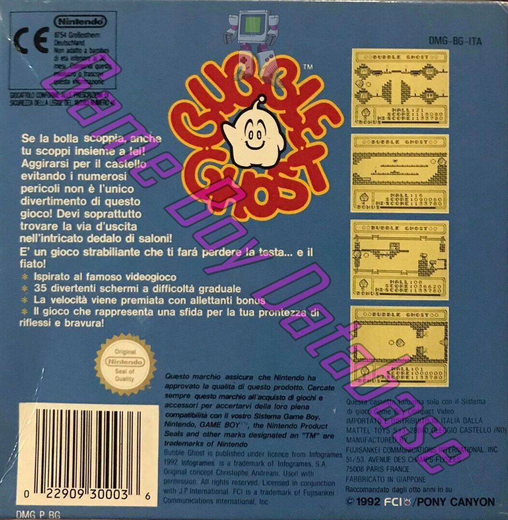 Bubble Ghost ITA Back of the box