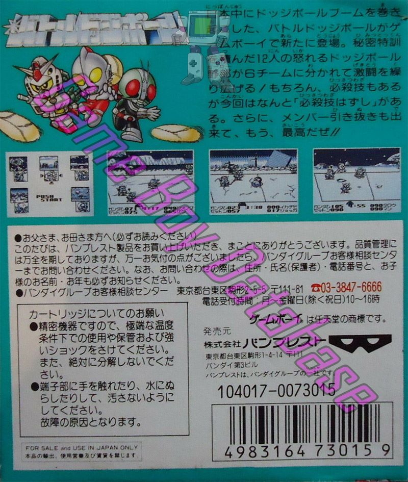 Battle Dodge Ball JPN Back of the box