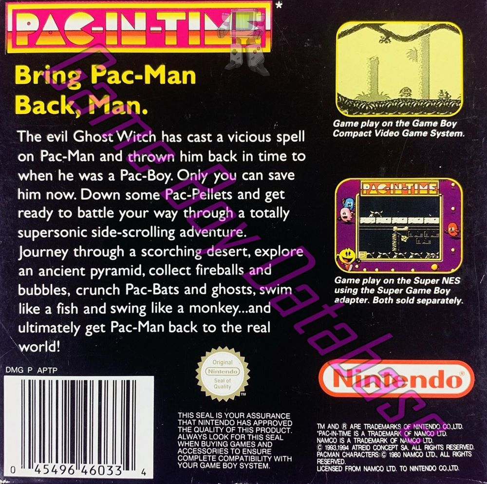 Pac-In-Time AUS Back of the box