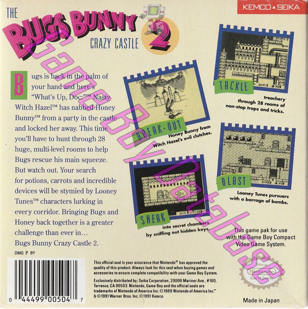 Bugs Bunny Crazy Castle 2 USA Back of the box