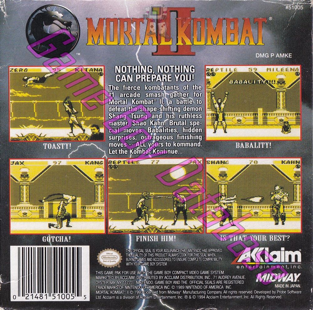 Mortal Kombat II USA Back of the box