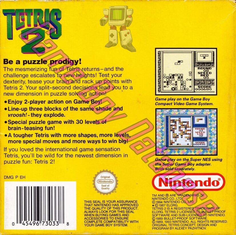 Tetris 2 AUS-1 Back of the box