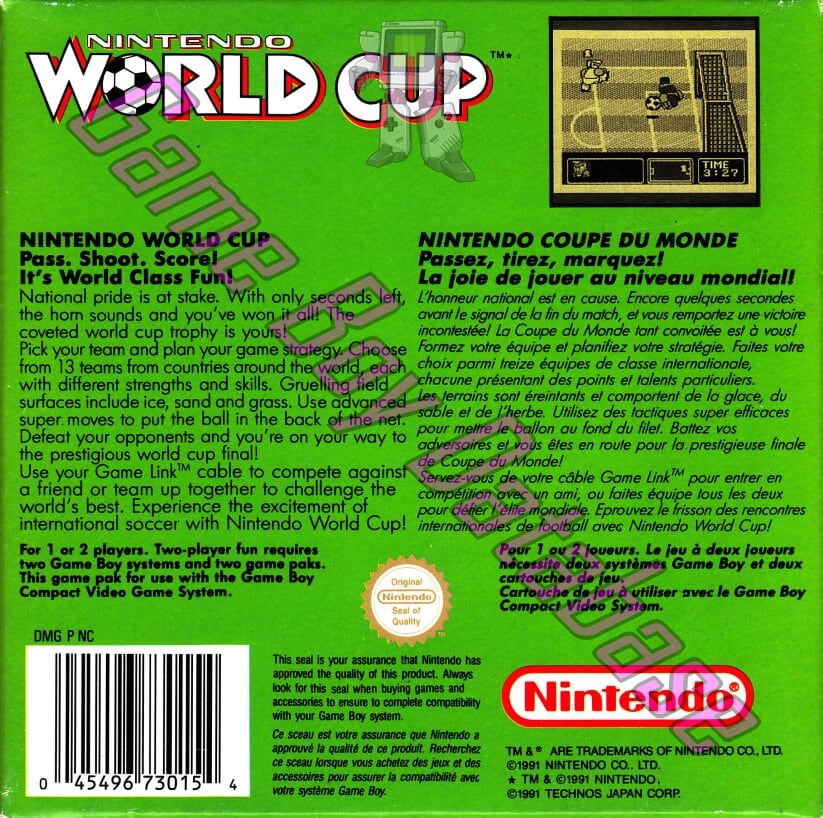 Nintendo World Cup FAH Back of the box