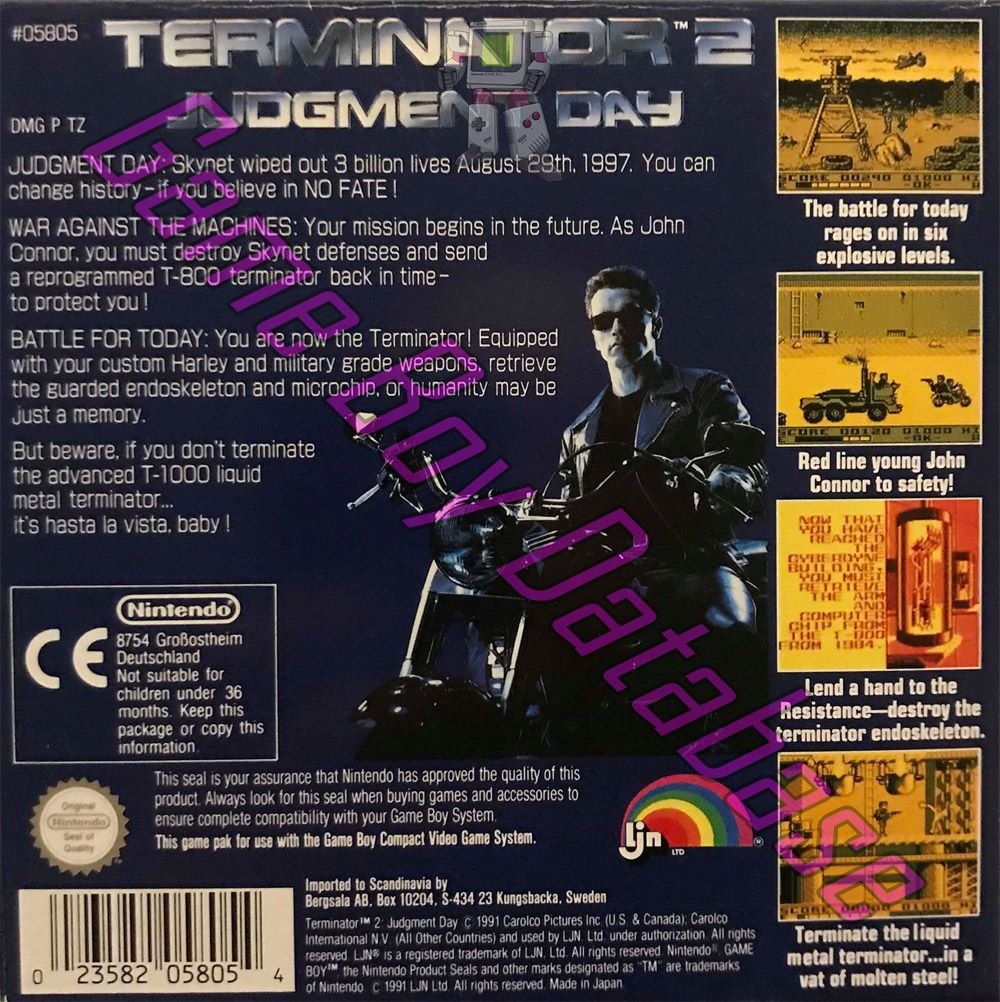 T2 Terminator 2 Judgment Day SCN Back of the box