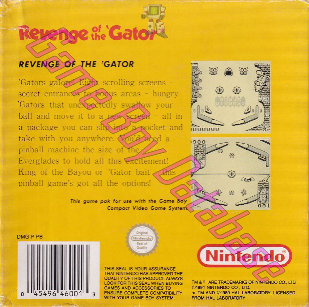 Revenge of the Gator AUS Back of the box