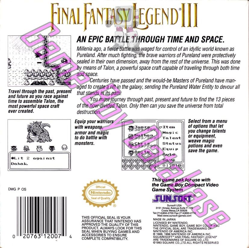 Final Fantasy Legend III USA-2 Back of the box