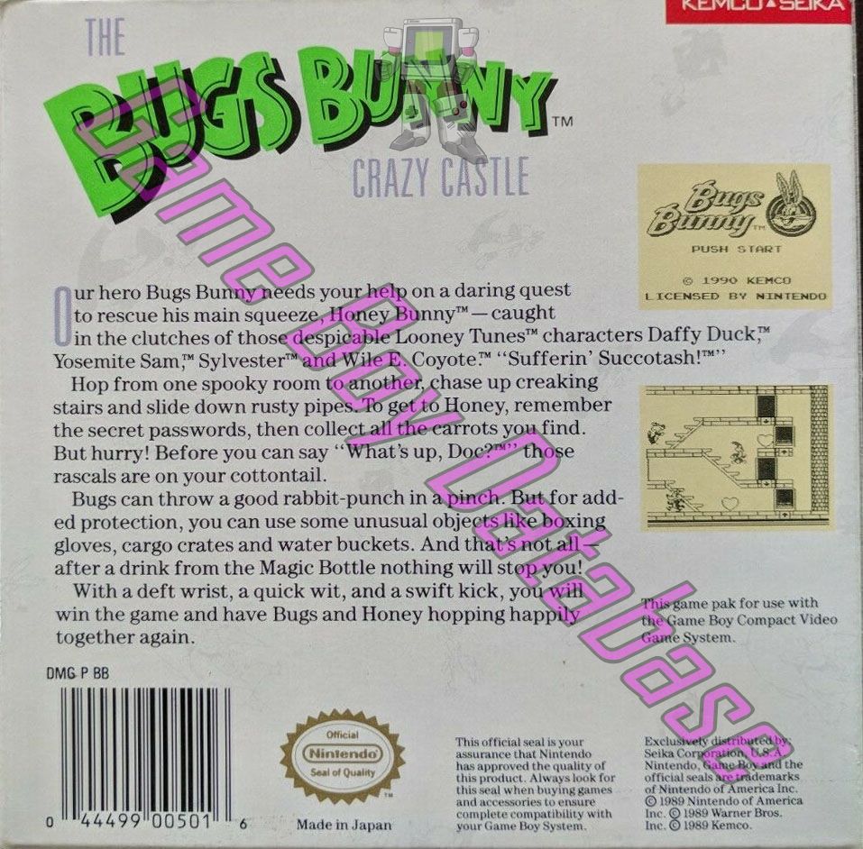 Bugs Bunny the Crazy Castle USA Back of the box