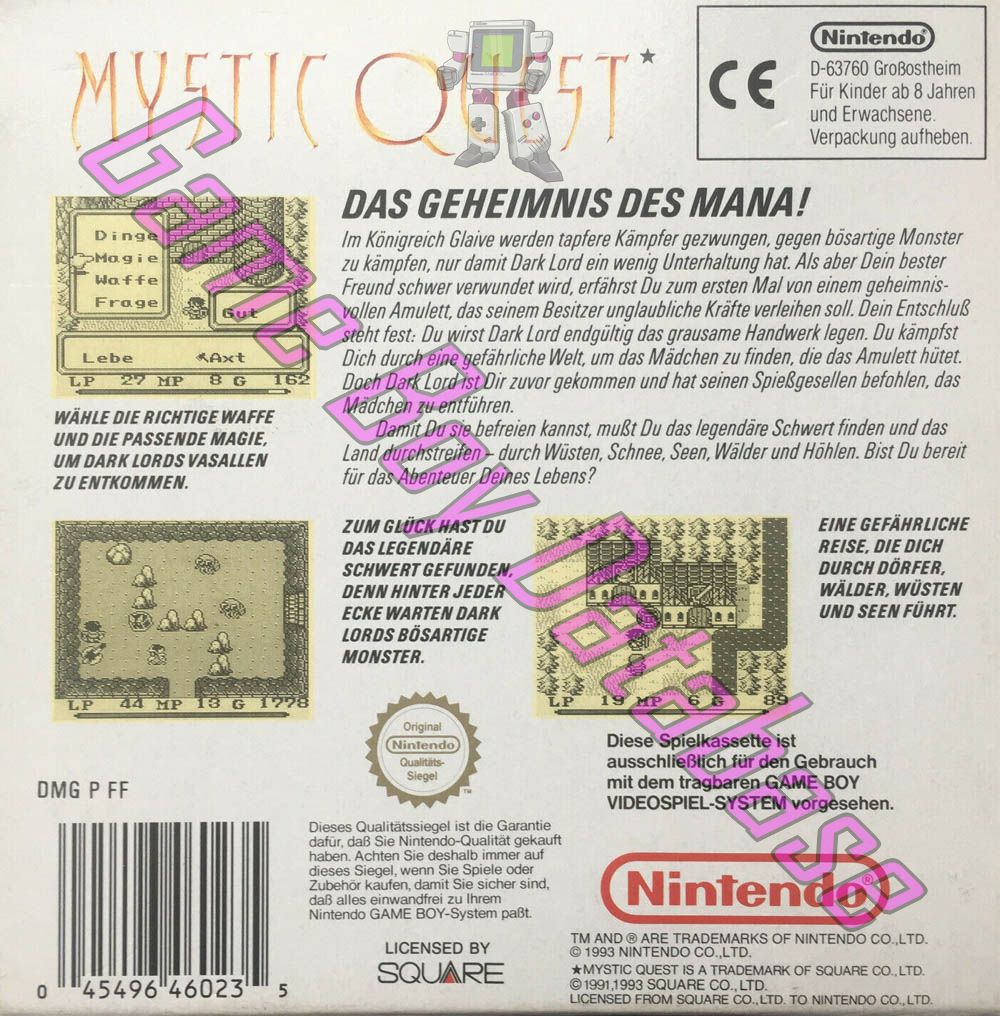 Mystic Quest NOE-1 Back of the box