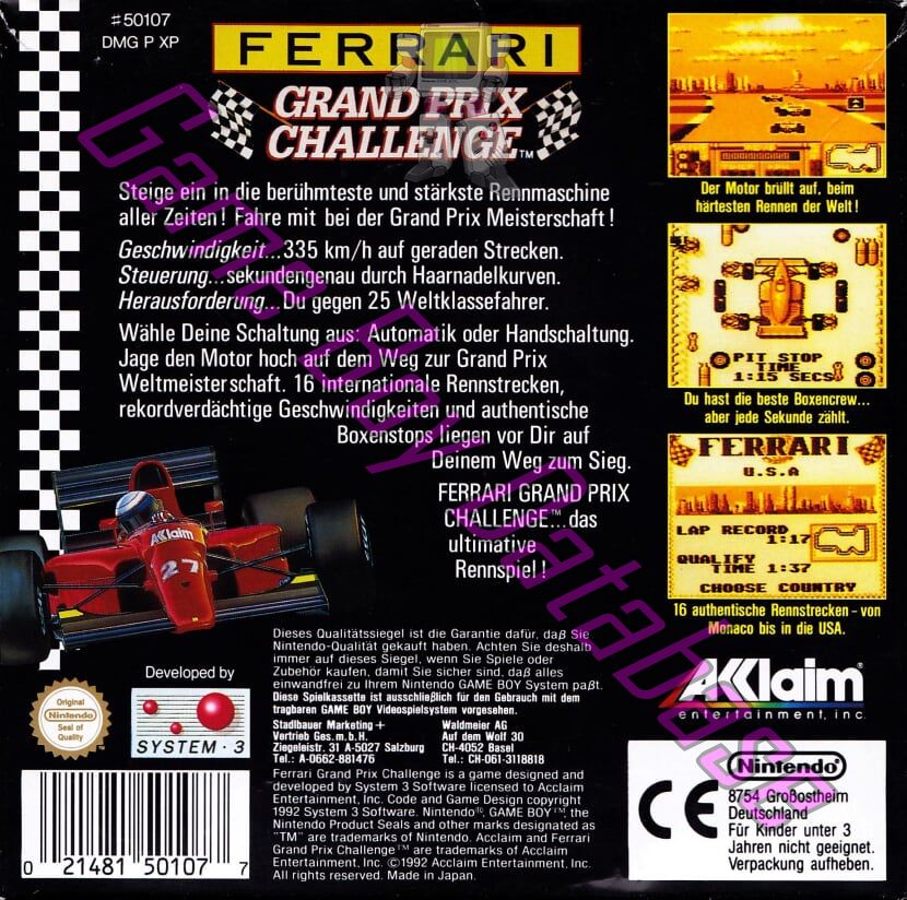 Ferrari Grand Prix Challenge FRG Back of the box