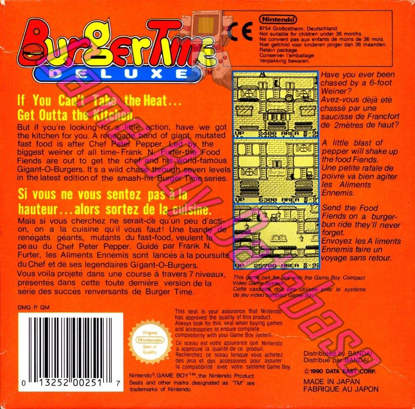 Burgertime Deluxe FAH Back of the box