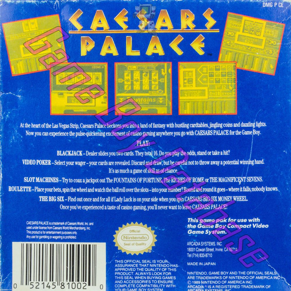 Caesars Palace USA Back of the box