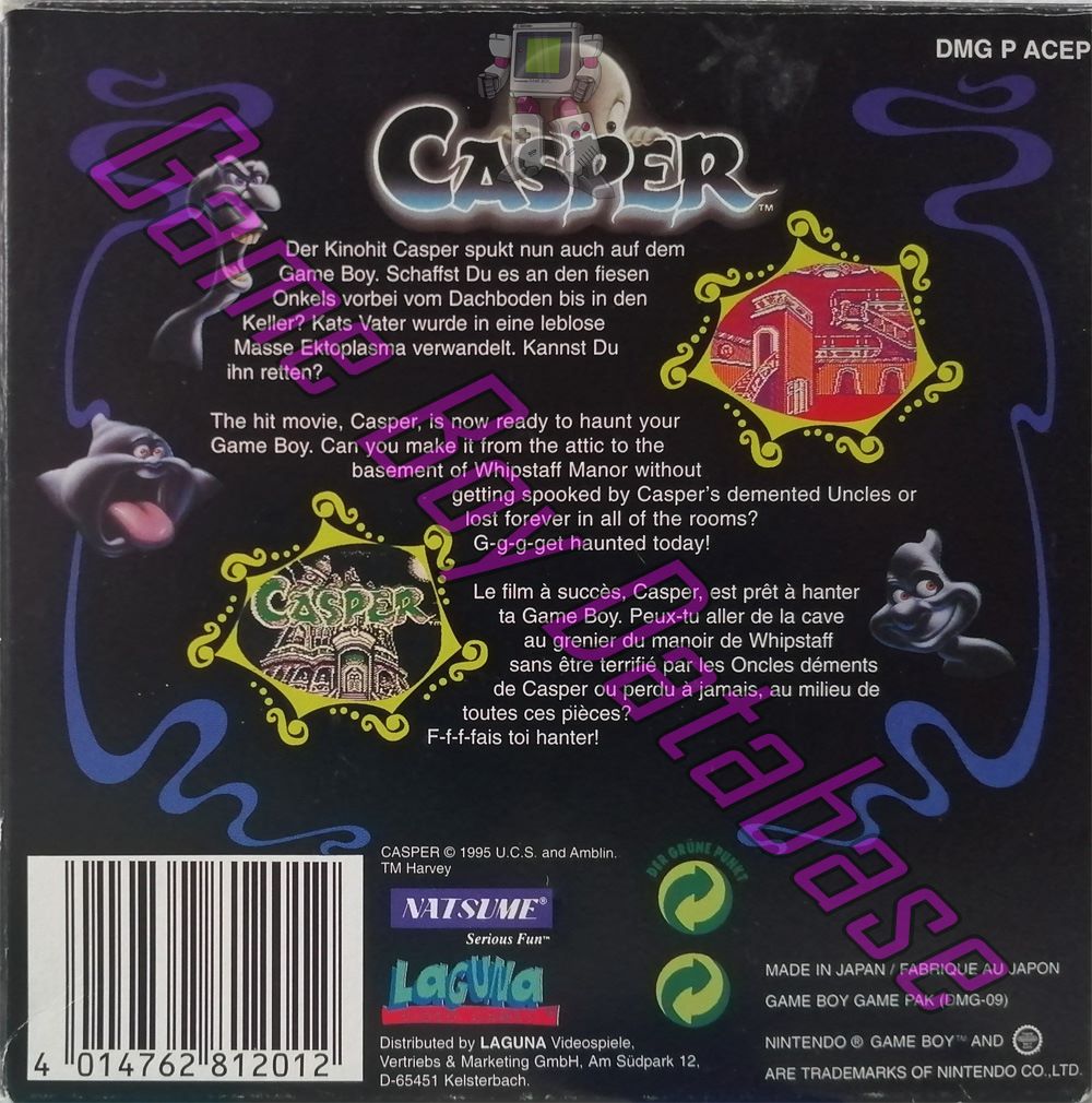 Casper EUR Back of the box