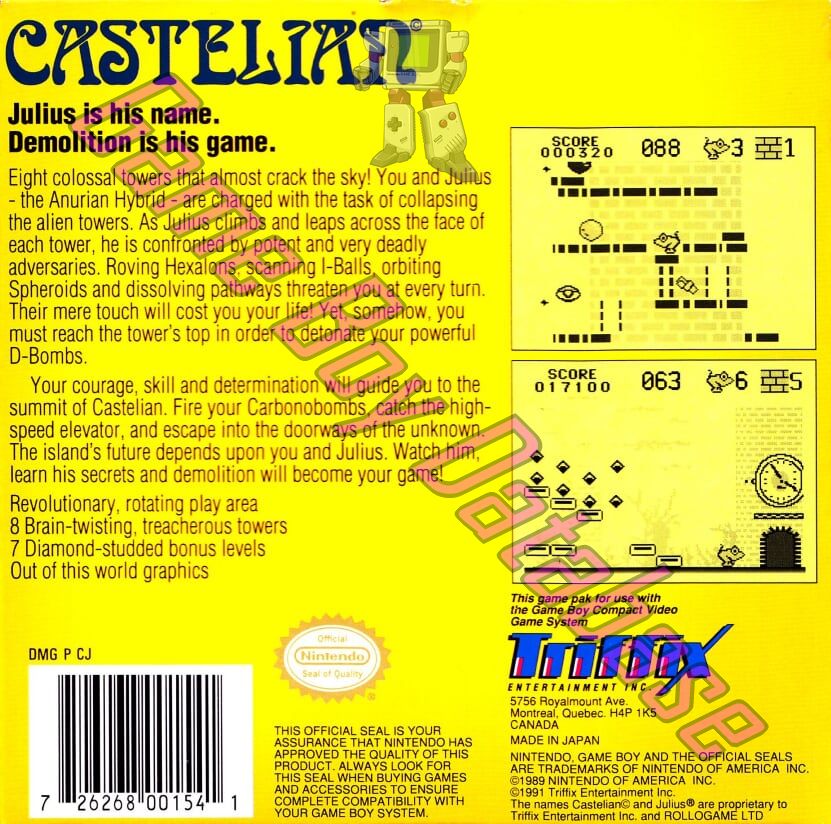 Castelian USA Back of the box