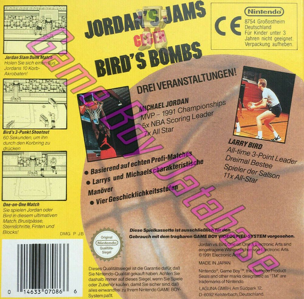 Jordan vs Bird One on One NOE Back of the box