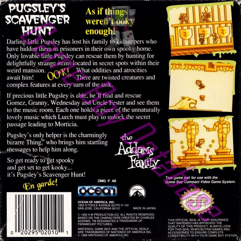 Addams Family Pugsley's Scavenger Hunt (the) USA Back of the box