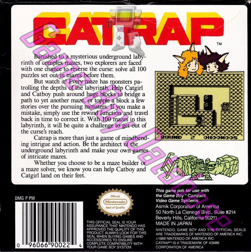 Catrap USA Back of the box