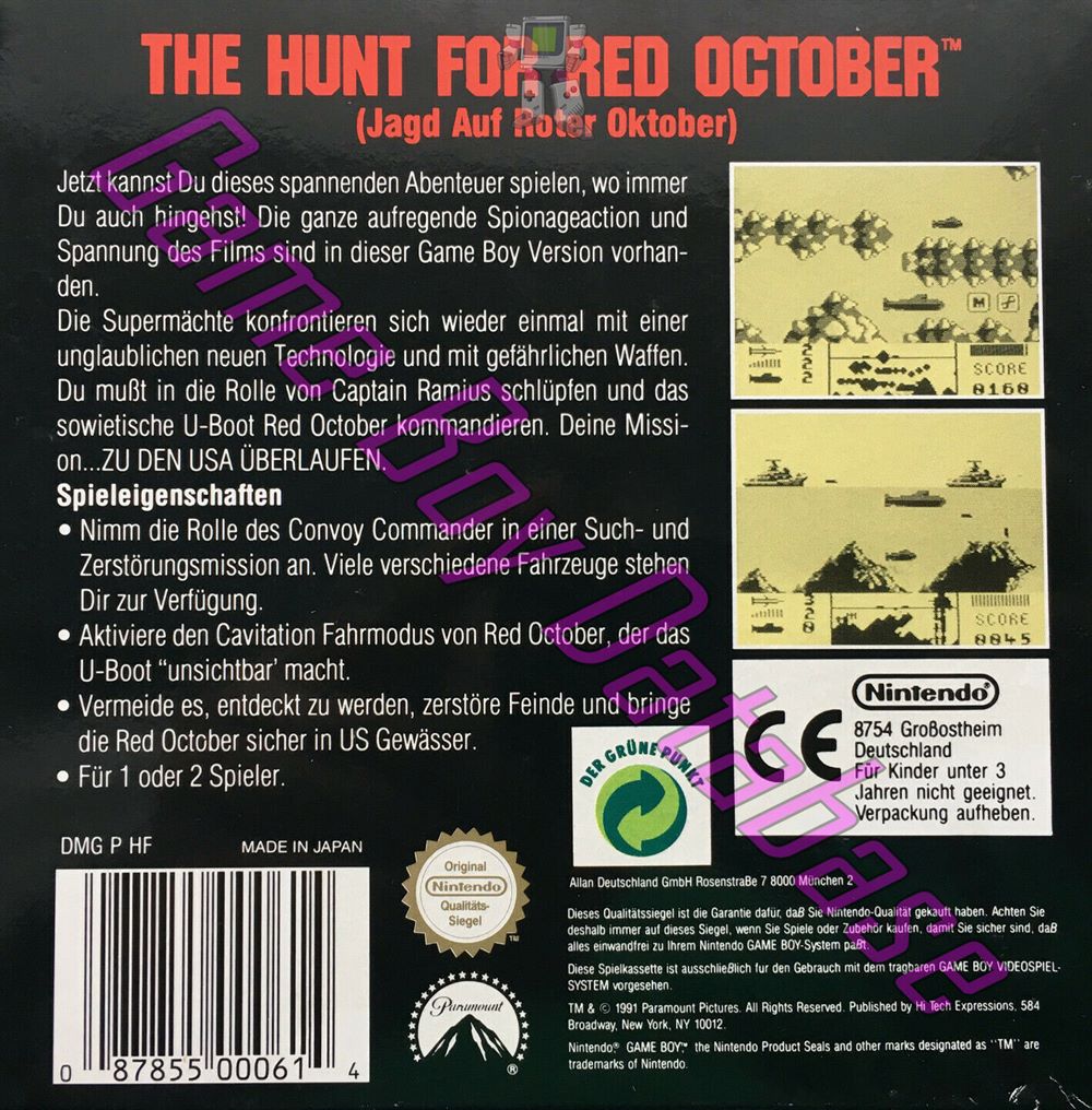 Hunt for Red October (the) NOE-1 Back of the box