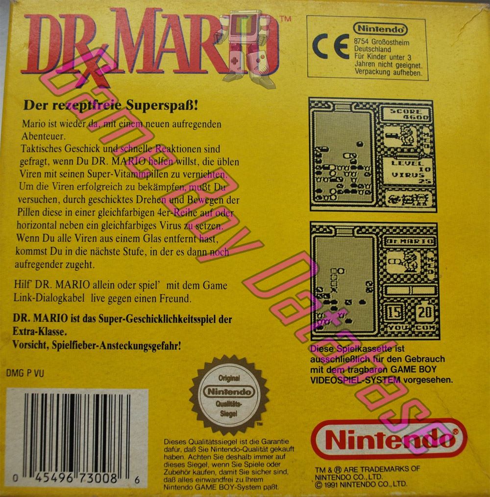 Dr. Mario NOE-1 Back of the box