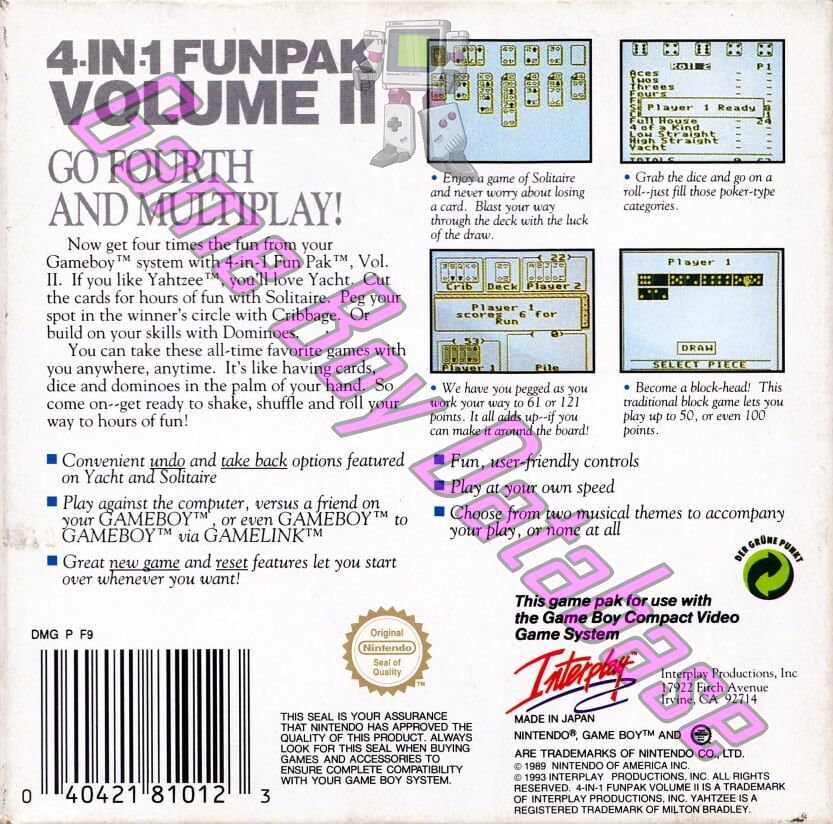 4-in-1 Fun Pak Volume II GPS Back of the box