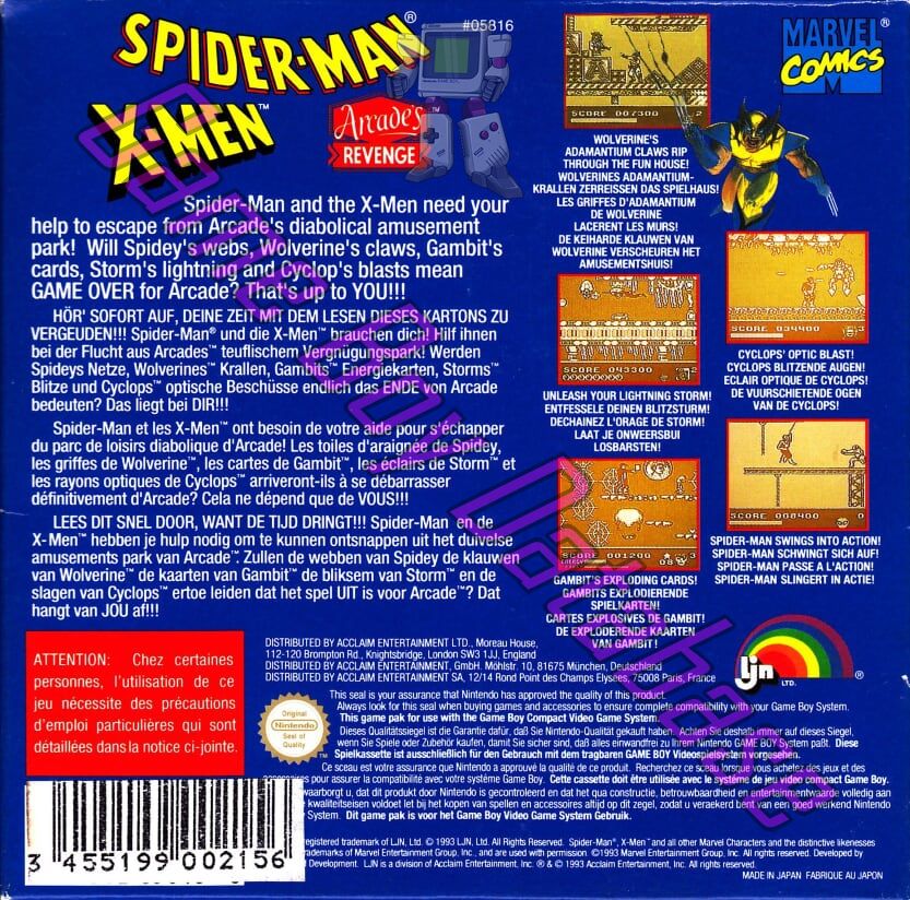 Spider-Man X-Men FAH-1 Back of the box