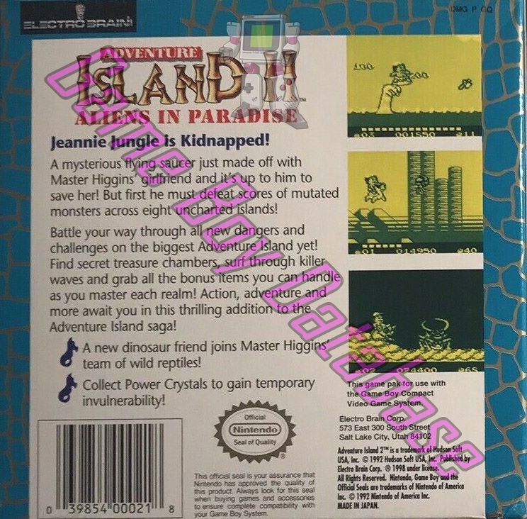 Adventure Island II USA-2 Back of the box