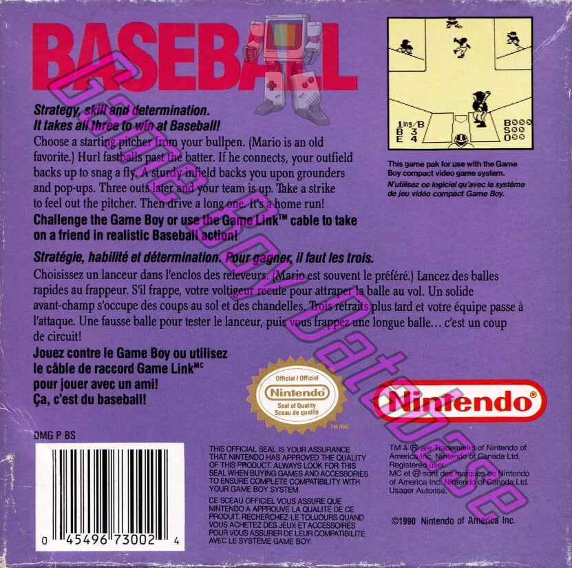 Baseball CAN-1 Back of the box