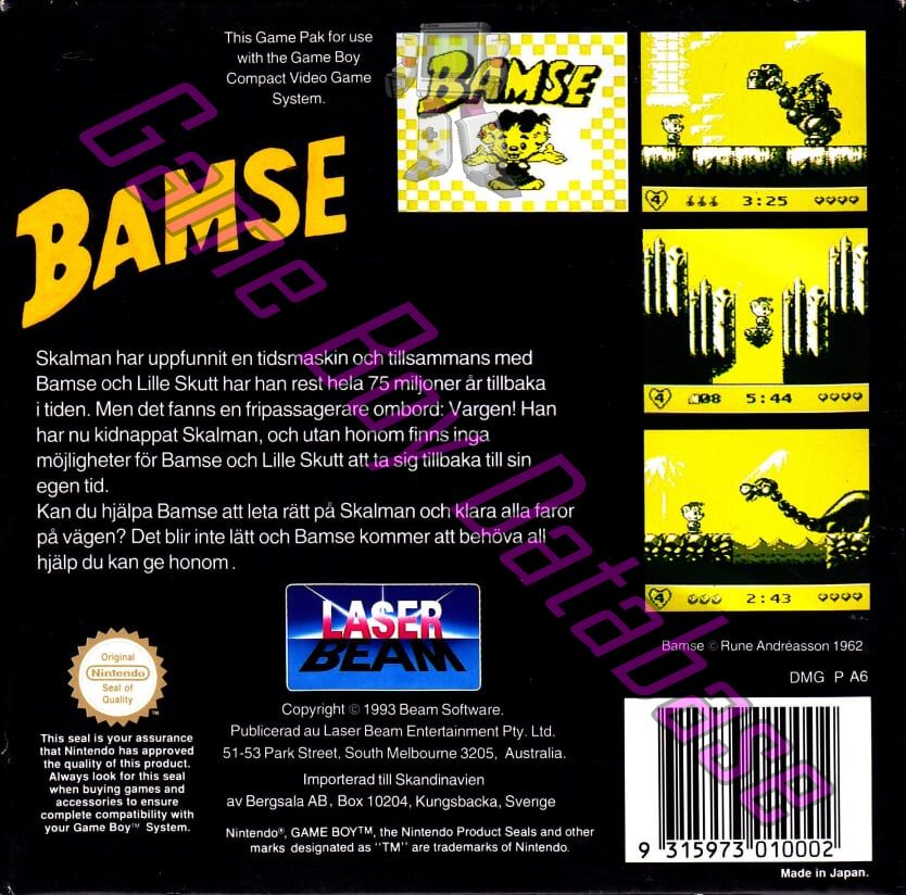 Bamse SCN-1 Back of the box