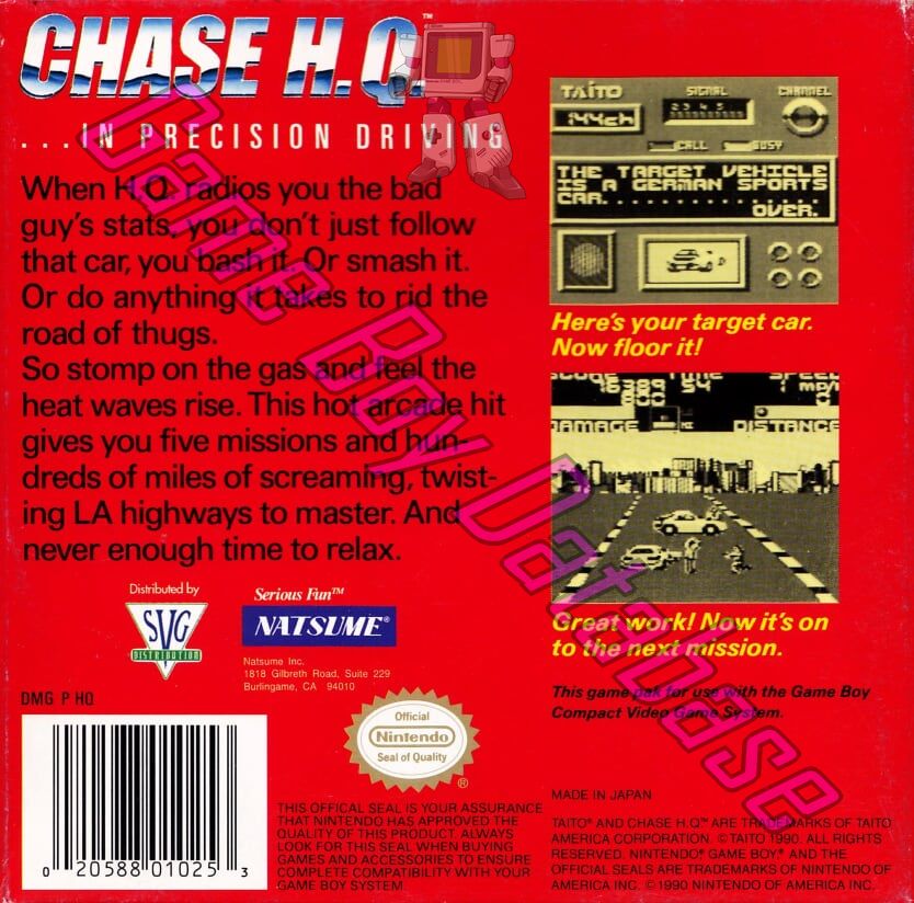 Chase H.Q. USA-1 Back of the box