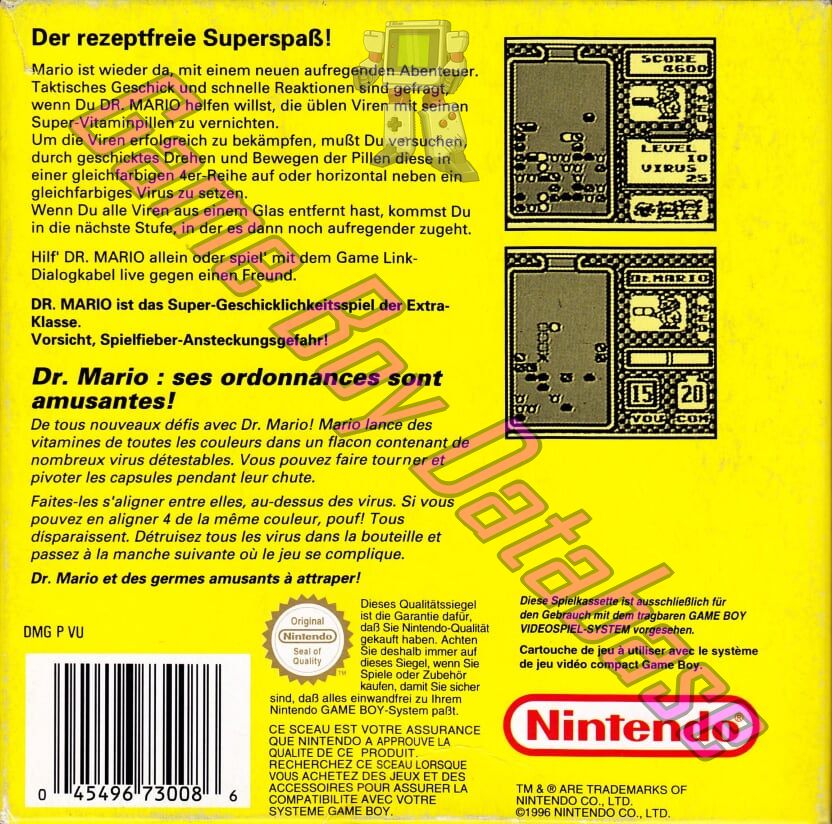 Dr. Mario FRG-3 Back of the box