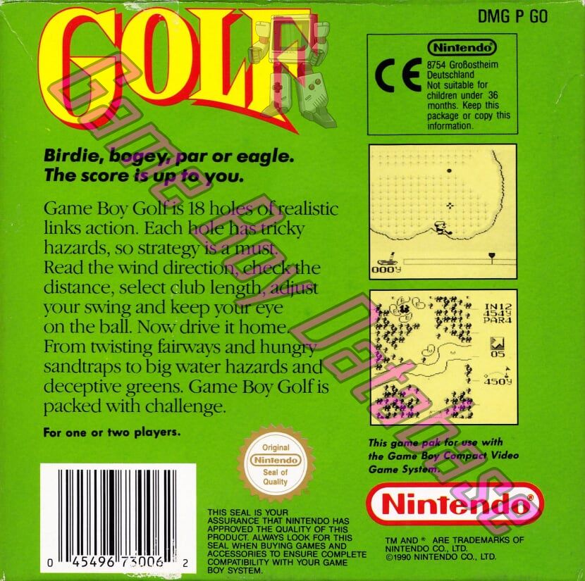 Golf UKV-1 Back of the box