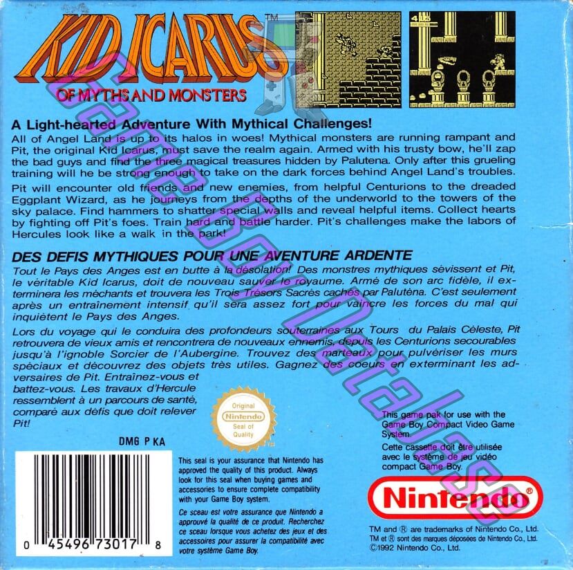 Kid Icarus of Myths and Monsters FAH Back of the box