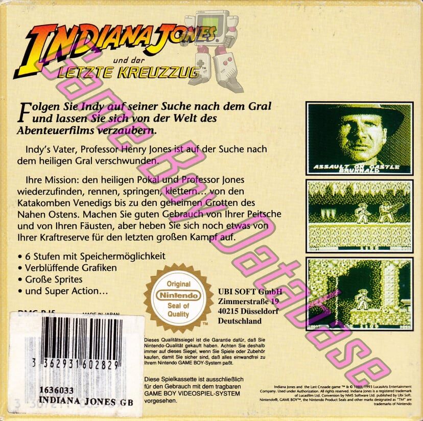 Indy Indiana Jones und der Letzte Kreuzzug FRG-2 Back of the box