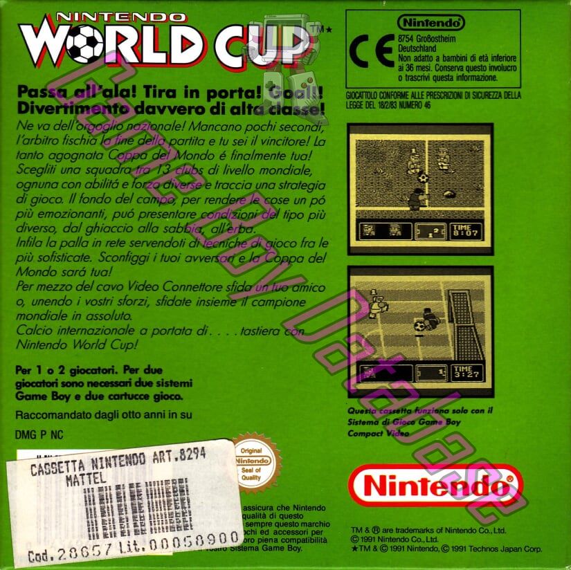 Nintendo World Cup ITA Back of the box