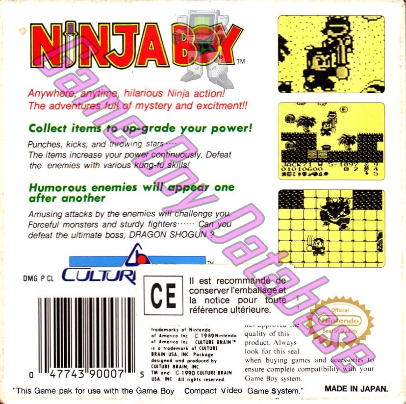 Ninja Boy USA Back of the box