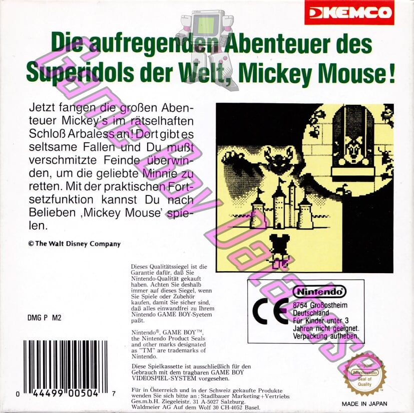 Mickey Mouse FRG Back of the box