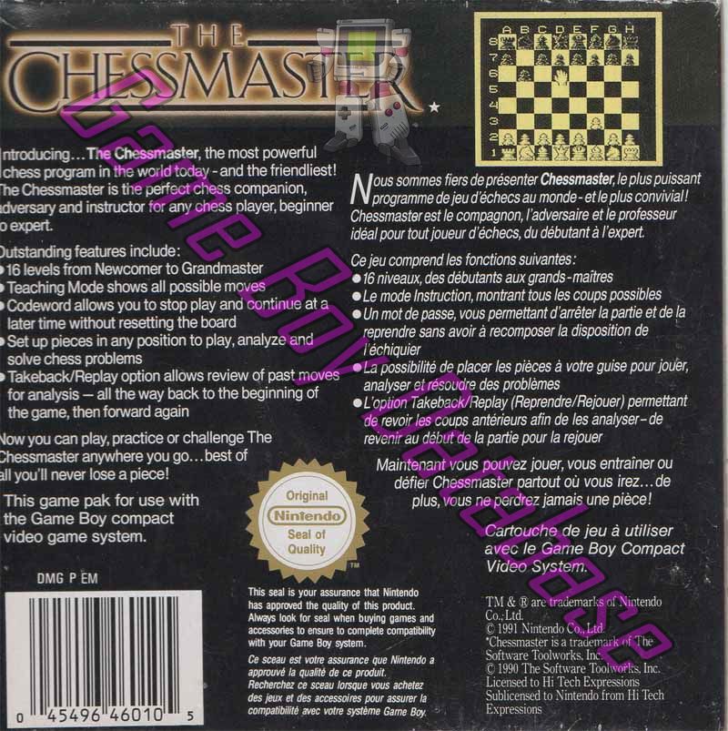 Chessmaster (the) FAH Back of the box