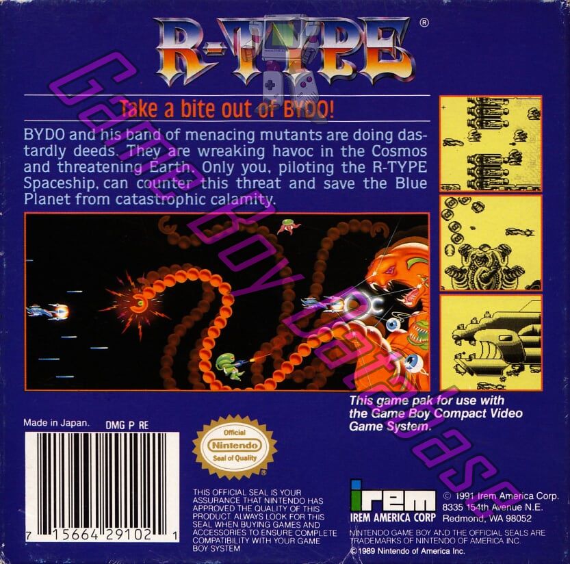 R-Type USA Back of the box