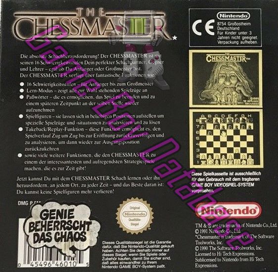 Chessmaster (the) NOE-1 Back of the box