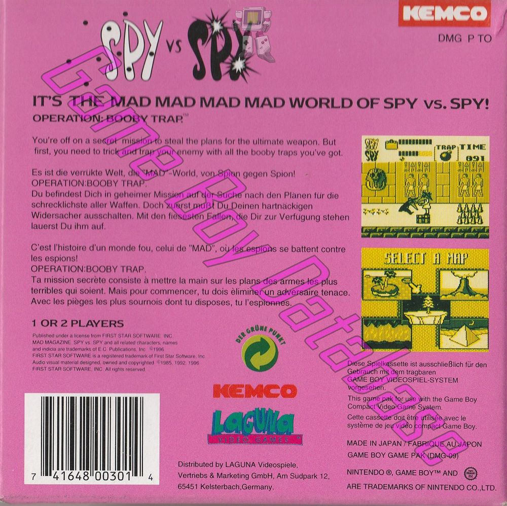 Spy vs Spy EUR Back of the box