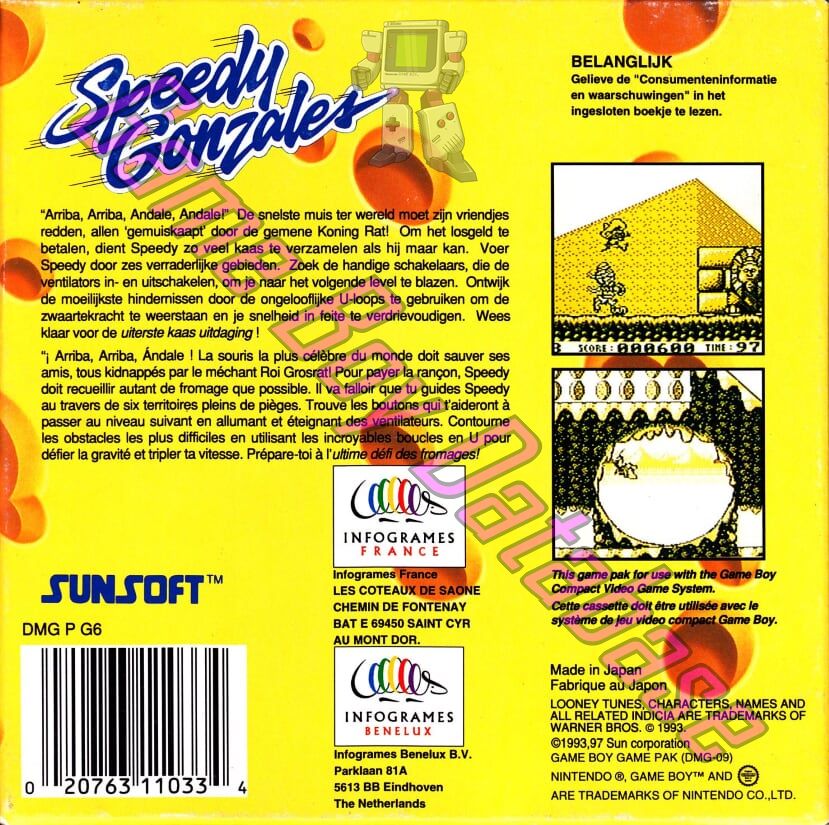 Speedy Gonzales FAH-5 Back of the box