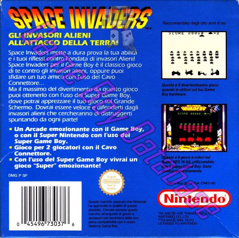 Space Invaders ITA-1 Back of the box